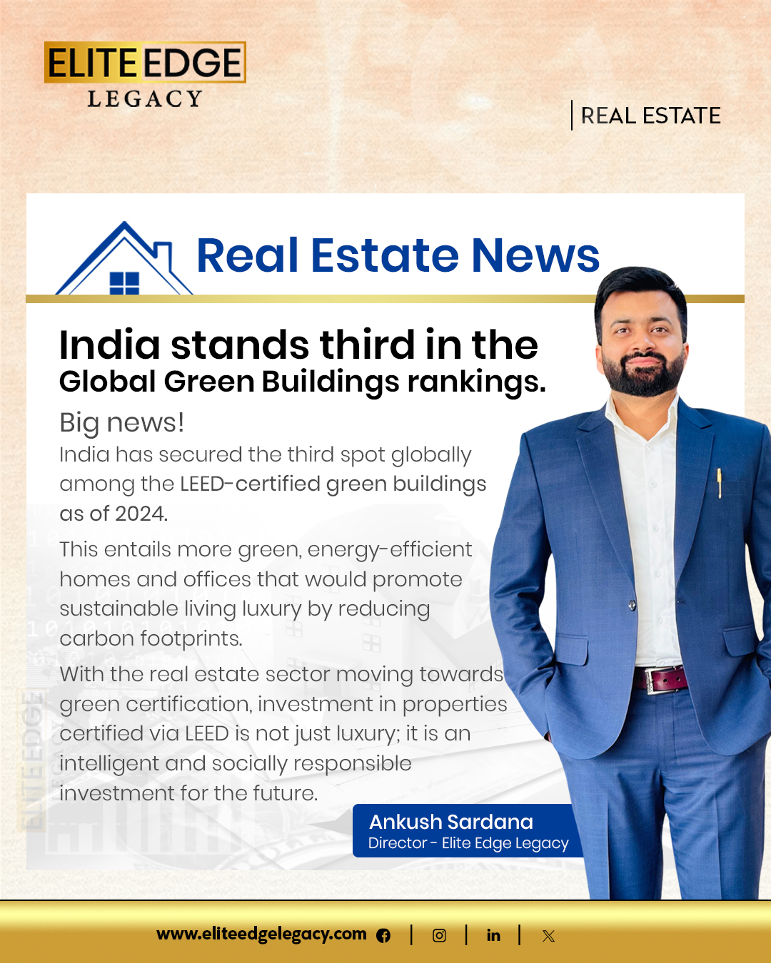 India stands third in the Global Green Buildings rankings.
